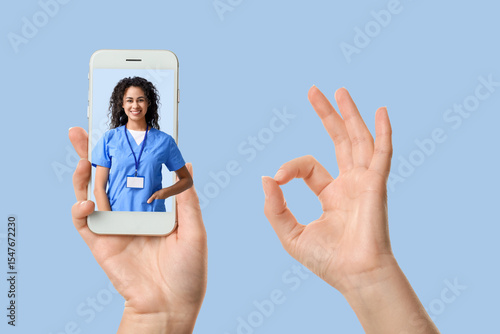 Female hands with mobile ph...