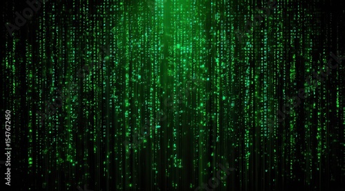 Digital code streams,  green on black