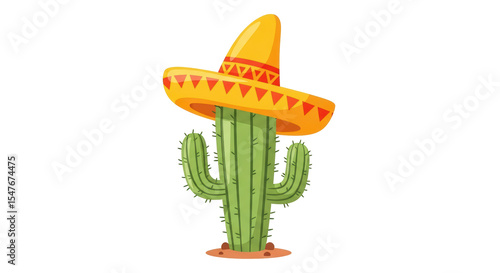 Isolated cactus with sombrero cartoon
