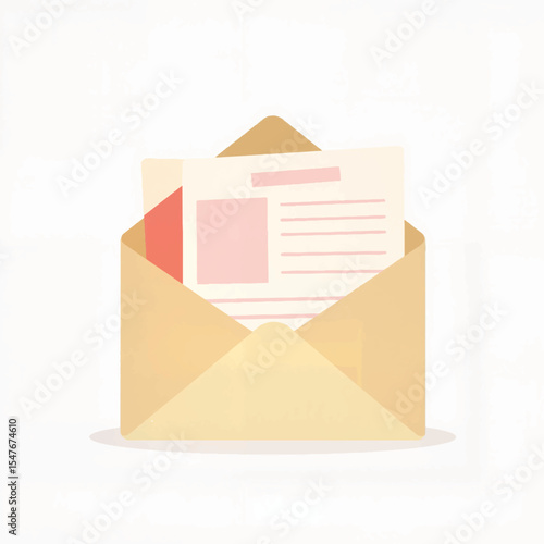Illustration of report cards in envelope on white background, education concept