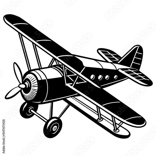 Vintage biplane isolated on white background