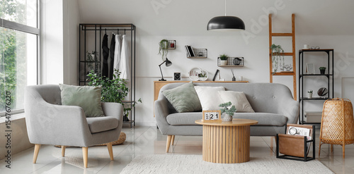 Interior of light living ro...