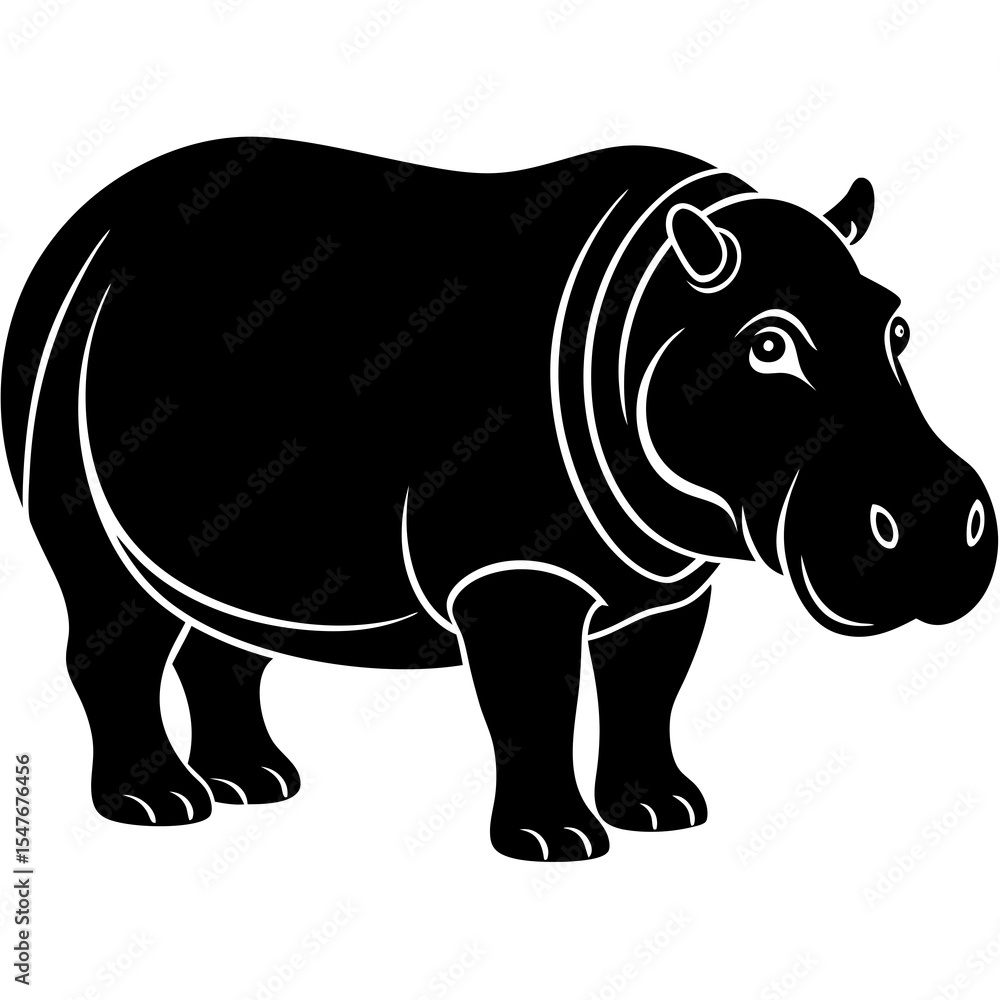 Fototapeta premium Illustration of a black hippo isolated on white background