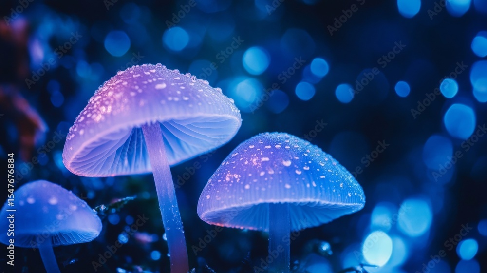 Glowing purple mushrooms in magical dark forest for fantasy product branding photography surreal digital dreamscape setting Glowing purple mushrooms in magical dark forest for fantasy product branding photography surreal digital dreamscape setting