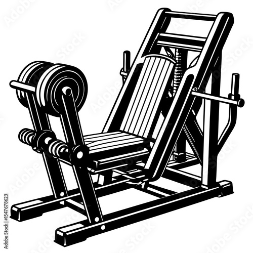 Leg press machine for exercise isolated on white background