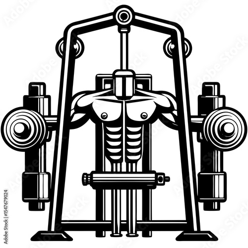 Weight machine exercise equipment isolated on white background