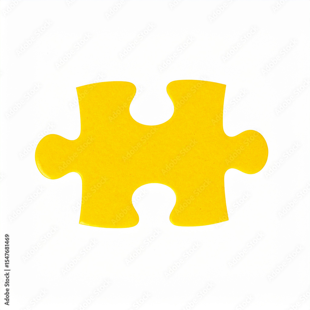 Yellow puzzle piece isolated on a white background. Minimalist design. Yellow puzzle piece isolated on a white background. Minimalist design.