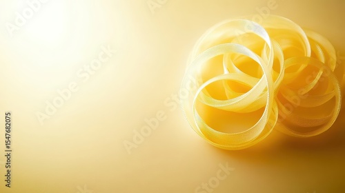Yellow and White Transparent Ribbons on Soft Yellow Background