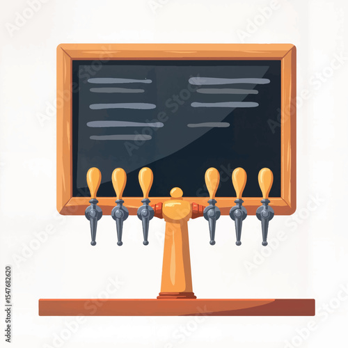 Colorful beer taps with chalkboard menu, inviting ambiance