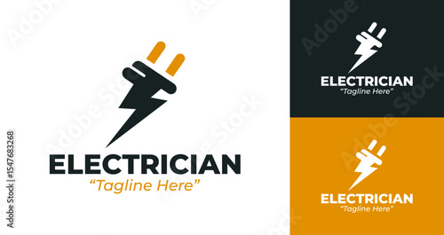Clean and Minimalist Electrician Logo for Business Branding