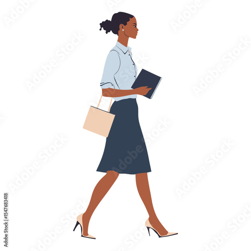 Stylish young man adult walking confidently illustration modern woman vector