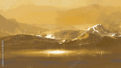 Dune Light Abstract golden landscape isolated watercolor vector illustration svg