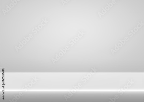 Professional limbo studio space - empty background with light grey gradient bg. Clean minimal gray backdrop for photography projects, product displays or digital designs. Smooth light transition.