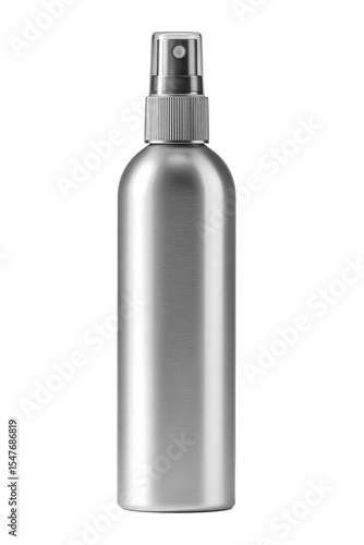 A Silver Plastic Hair Spray Bottle Empty Centered