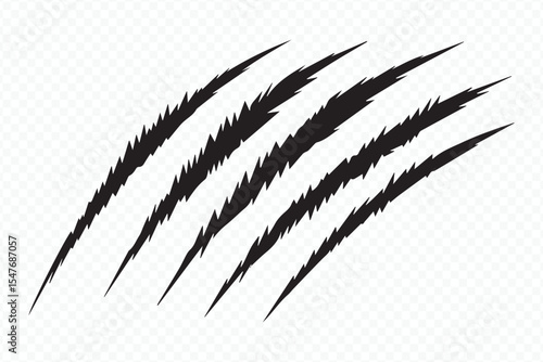 black claw scratch marks vector with sharp jagged edges for horror and wild animal design