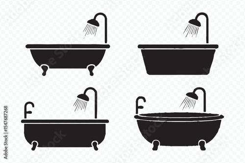 collection of clawfoot and modern bathtub vector illustrations for home improvement and hygiene themes