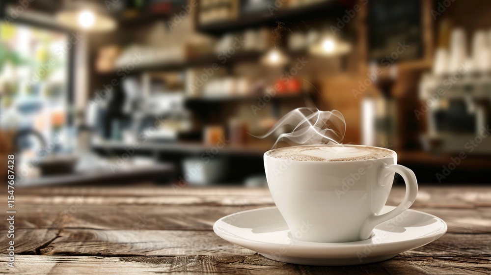 Fototapeta premium Unlocking the Artistry of Cappuccino Latte Art: A Comprehensive Guide to Mastering Foam Design, Techniques, and Creative Patterns for Baristas and Coffee Enthusiasts – From Basic Heart Shapes to Advan