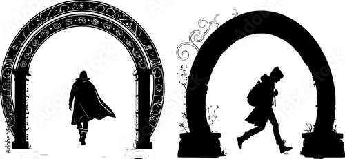 Mysterious Archway with Figures - Fantasy Portal Silhouettes