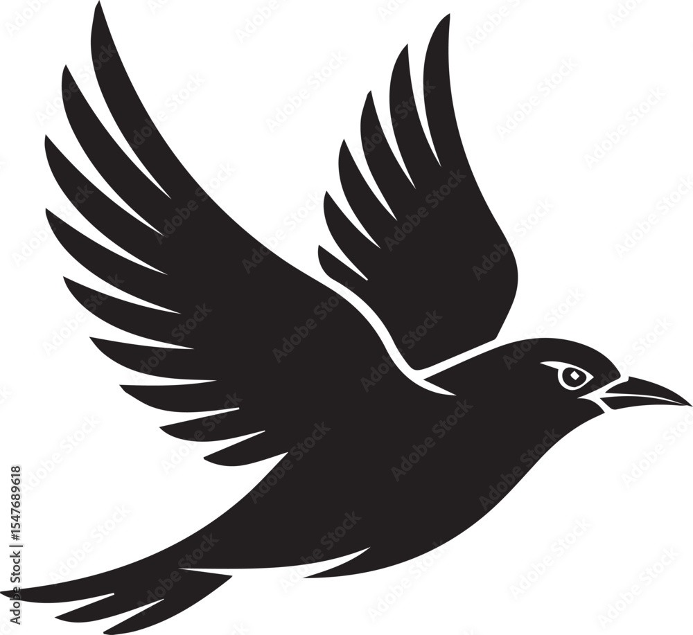 Obraz premium Black Bird Outline Vector Art
