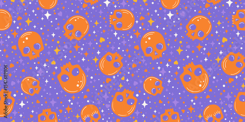 Seamless Halloween Skull Purple Pattern