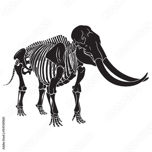 Photos Bones of the ancient forest – Mastodon skeleton silhouette with artistic Mastodo