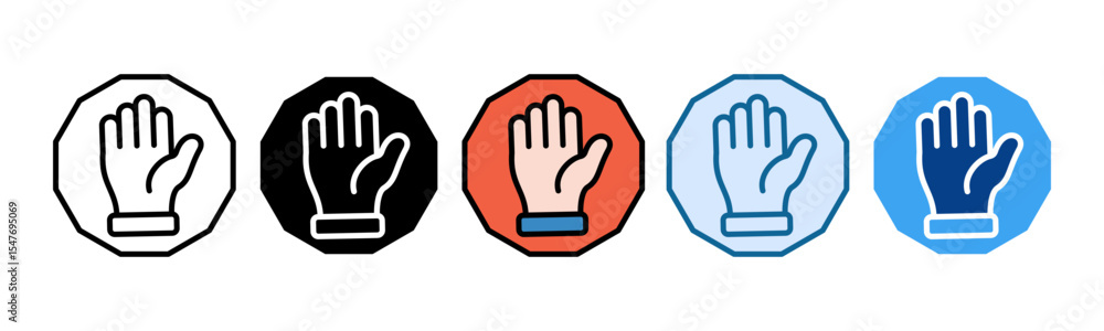 Fototapeta premium Hand Stop Icon Set Multiple Style Collection 