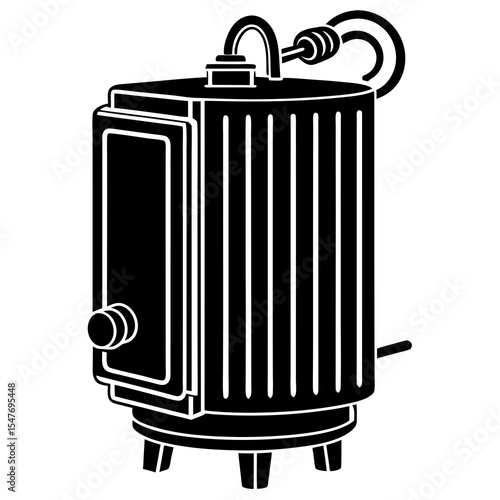 Black and white illustration of a domestic hot water boiler