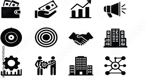 Business strategy icons finance growth and teamwork