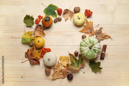 Frame made of fresh pumpkin...