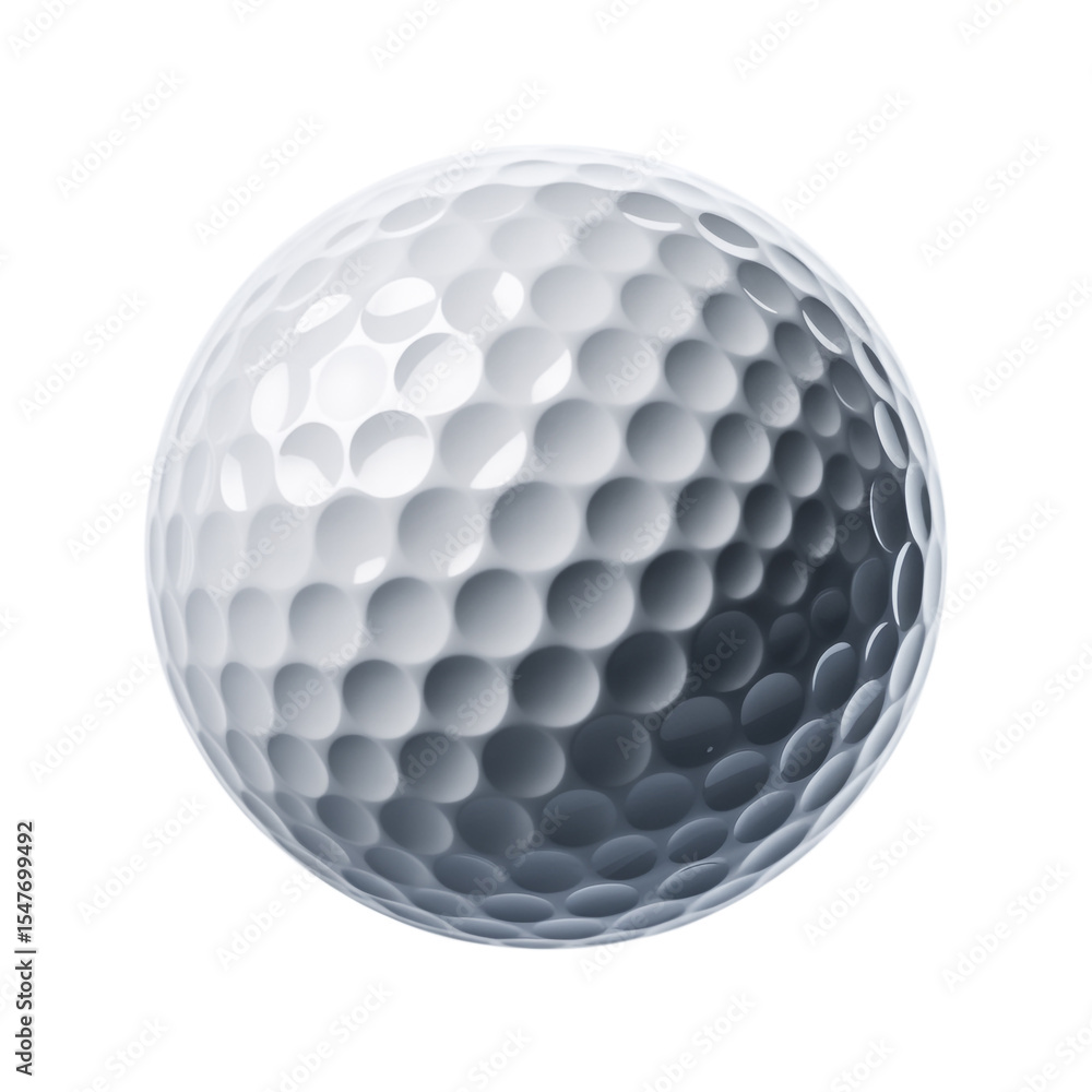 Golf ball isolated on white background with dimples and textured surface Golf ball isolated on white background with dimples and textured surface
