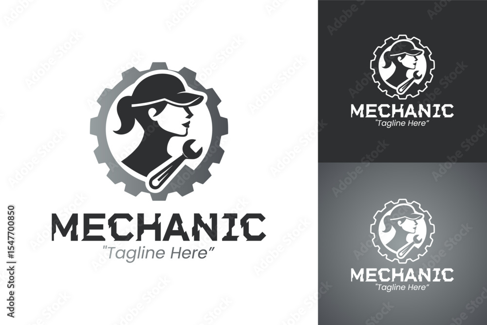 Fototapeta premium Minimalist Mechanic Logo for Auto Repair Branding and Identity