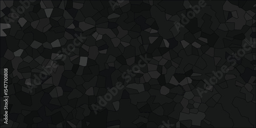 Dark gray mosaic textured surface design represents a close up view of pavement stone or rock wall detailing.