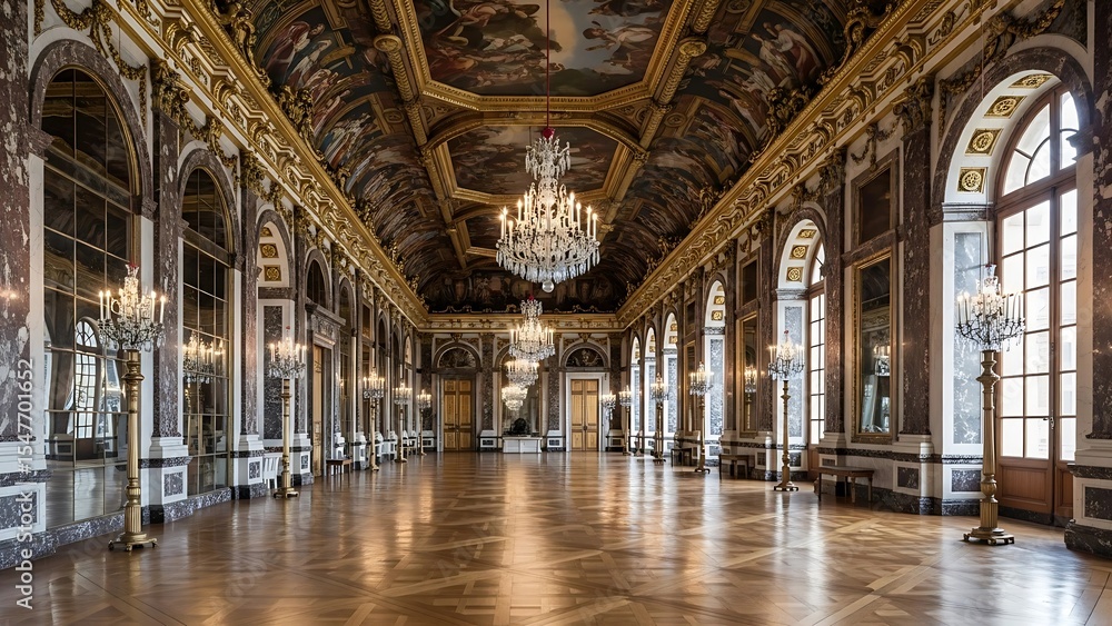 Fototapeta premium Ornate Library With Frescoes