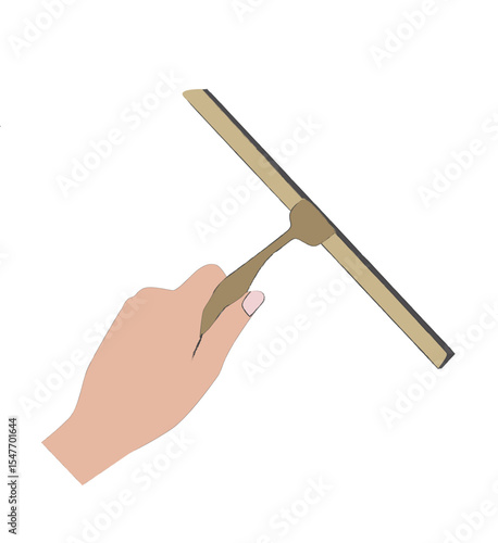 Hand holding squeegee. hand drawn vector
