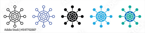 Gear Network Icon – Centralized System and Connectivity Symbol