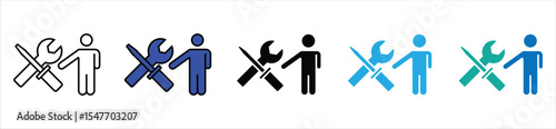 Technician with Tools Icon – Maintenance, Repair, and Technical Support Symbol