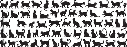 Diverse Cat Silhouettes Vector Collection for Creative Projects and Art