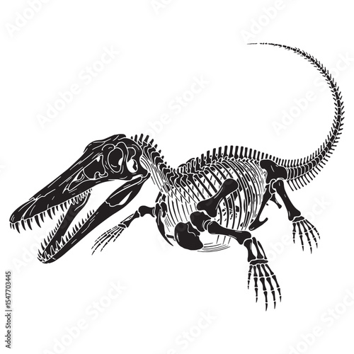 From seabed to silhouette – Mosasaur skeleton silhouette paired with smooth Mosasaur skeleton vector – Mosasaur skeleton illustration

