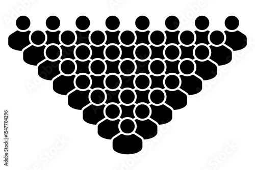 Crowd of People Icon Silhouette. Black Human Figures Forming a Triangle Shape. Teamwork, Group, Leadership, Community, and Society Concept.