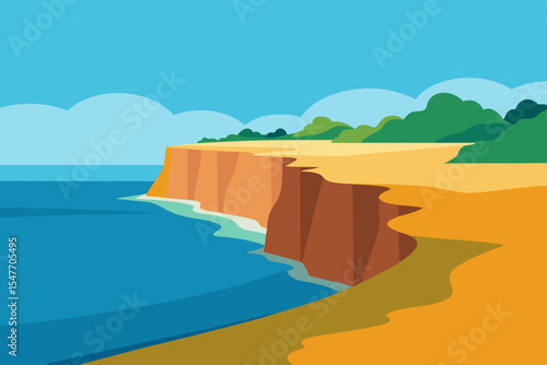 Coastal cliffside landscape illustration