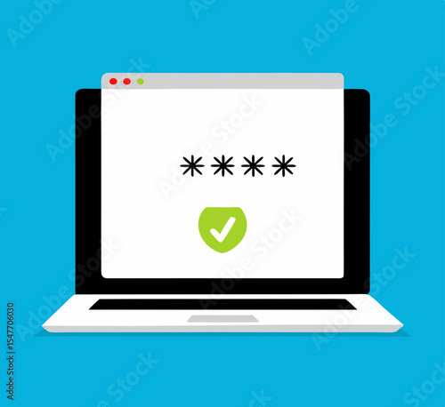 Successful login to the system. Correct password. Vector