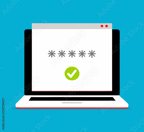 Successful login to the system. Correct password. Vector