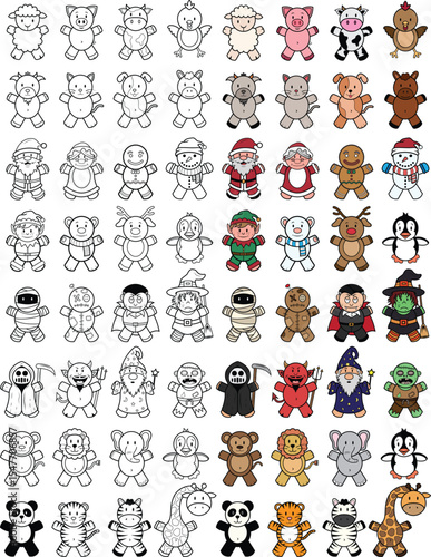Cute Cartoon Characters: A delightful assortment of charming cartoon characters, each with a unique design and personality, creating a whimsical world of fun and imagination.