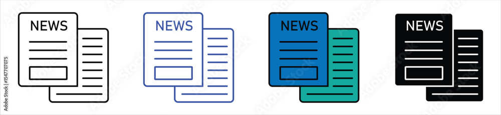 News Icon Set – Digital Newspaper, Article, and Press Document Symbols News Icon Set – Digital Newspaper, Article, and Press Document Symbols