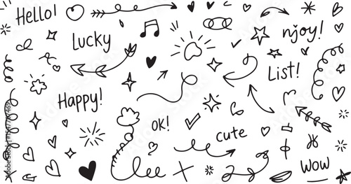 Hand Drawn Doodle Elements Collection for Creative and Artistic Designs