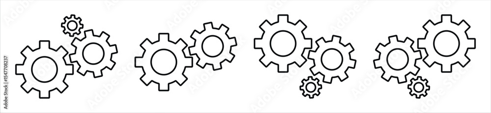 Gear Icon Set – Mechanical Cogwheel Line Icons for Process and Engineering Gear Icon Set – Mechanical Cogwheel Line Icons for Process and Engineering