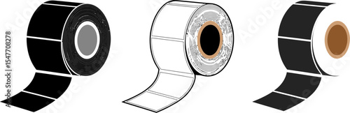 Label rolls for thermal printer direct thermal labels shipping labels blank labels adhesive labels stickers rolls editable stock vector