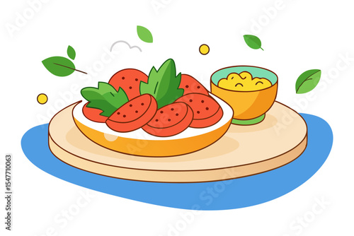 Italian Bruschetta with Fresh Tomato and Basil Art