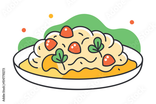 Classic Italian Risotto with Mushrooms Vector Art