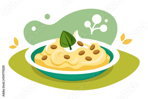 Mushroom Risotto with Parmesan and Herbs Vector